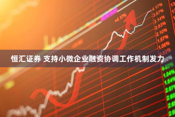 恒汇证券 支持小微企业融资协调工作机制发力